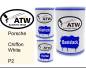 Preview: Porsche, Chiffon White, P2: 500ml Lackdose + 500ml Klarlack + 250ml Härter - Set, von ATW Autoteile West.